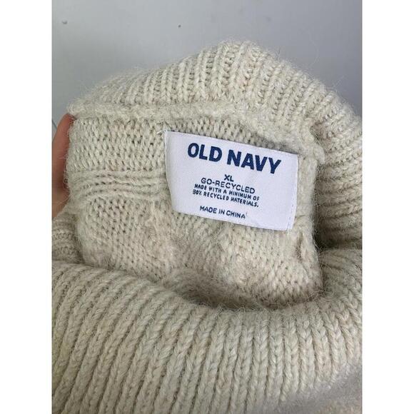 Old Navy Sweater Vest Womens XL Turtleneck Cableknit Cream Neutral Old Money - Picture 8 of 8